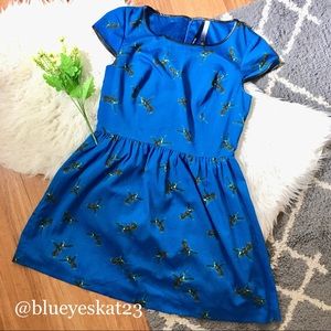 Kensie Royal Blue Hummingbird Fit & Flare Dress
